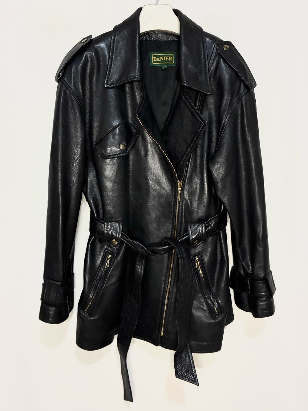 Vintage Danier Leather Short Trench Style Leather Biker Jacket